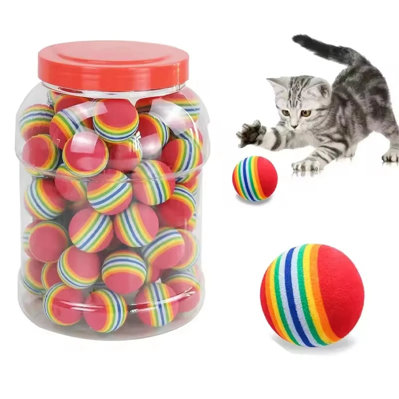 5/10/30PCS Rainbow EVA Cat Toys Ball Interactive Cat Dog Play Chewing Rattle Scratch EVA Ball Training Balls Pet Toys Supplies