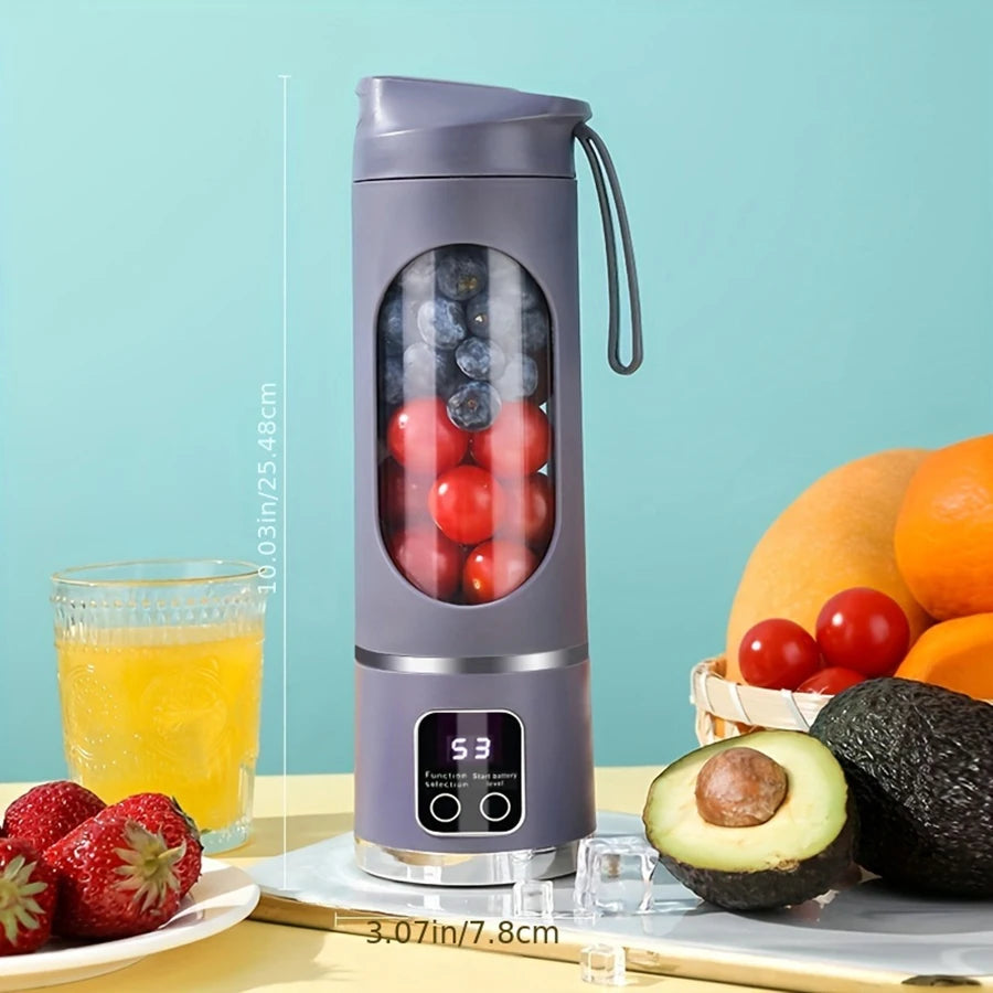 1 Small Portable Blender and Juicer - Rechargeable via USB, Personal Wireless Blender with Stainless Steel Blades