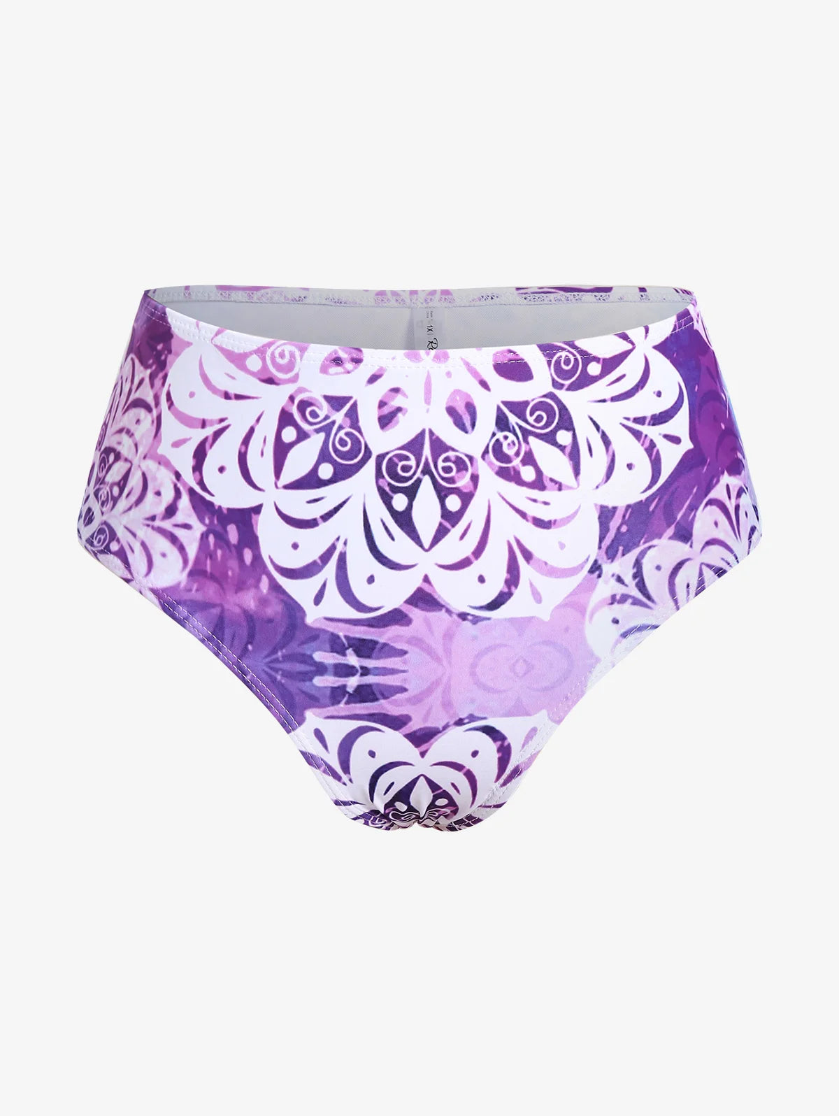 ROSEGAL Plus Size Women's Three-Piece Padded Tankini Swimsuit Stripe Colorblock Bikinis Set, Or Purple Ethnic Printed Swimwears