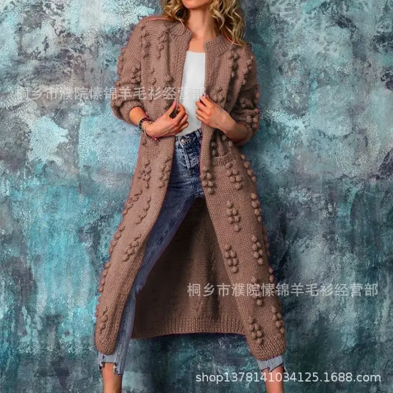 Sweater Woman Spring Autumn 2025 Solid Color Long Knitting Cardigan Sweater Coats Women Clothing Casual Tops Fashion Sweaters