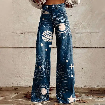 2025 Retro 3D Printing Fashion High Waist Pants High Street Loose Wide Leg Pants for Women Harajuku Trousers Spring Summer