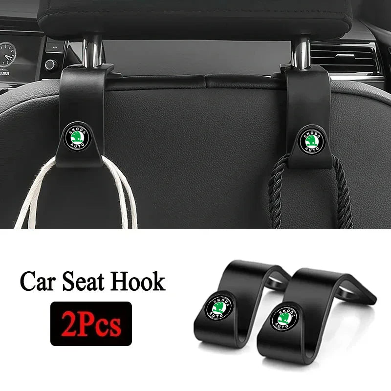 2Pcs Auto Seat Hook Storage Hanger Car Accessories For Skoda Octavia 2 3 A5 KAMIQ KODIAQ SUPERB RAPID FABIA YETI 2020 2021 2024