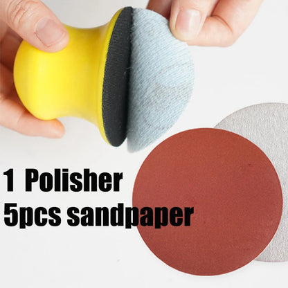 Wet and Dry Sanding Block Jesmonite Cement Terrazzo Plaster Concrete Hand Sanders With 5 Pcs No Cutting Sandpapers Hand Grinder