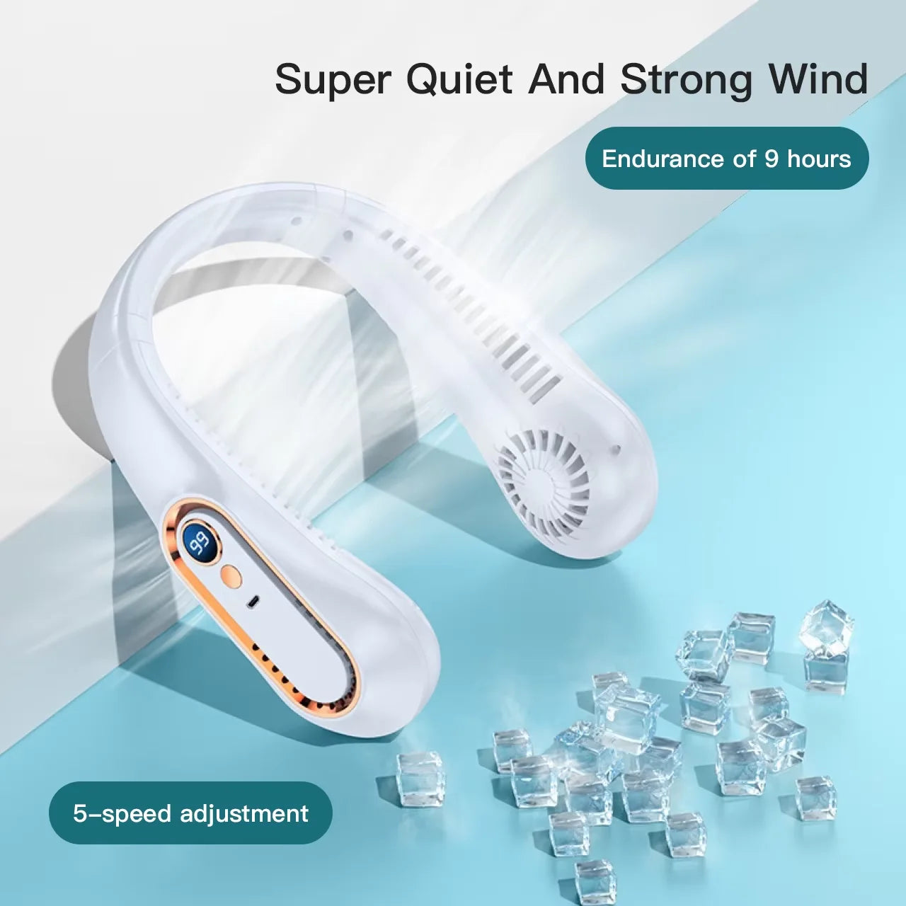 Hanging Neck Fan Digital Display Power Ventilador Bladeless Neckband Fan Portable Mini Air Cooler USB Rechargeable Electric Fans
