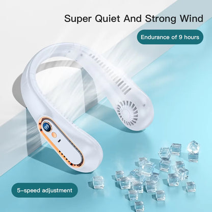 Hanging Neck Fan Digital Display Power Ventilador Bladeless Neckband Fan Portable Mini Air Cooler USB Rechargeable Electric Fans