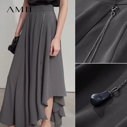 AMII Minimalist Office Lady Skirts Women 2025 New Summer Solid Loose Asymmetric Large A-line Skirt Female Fashion 12542168