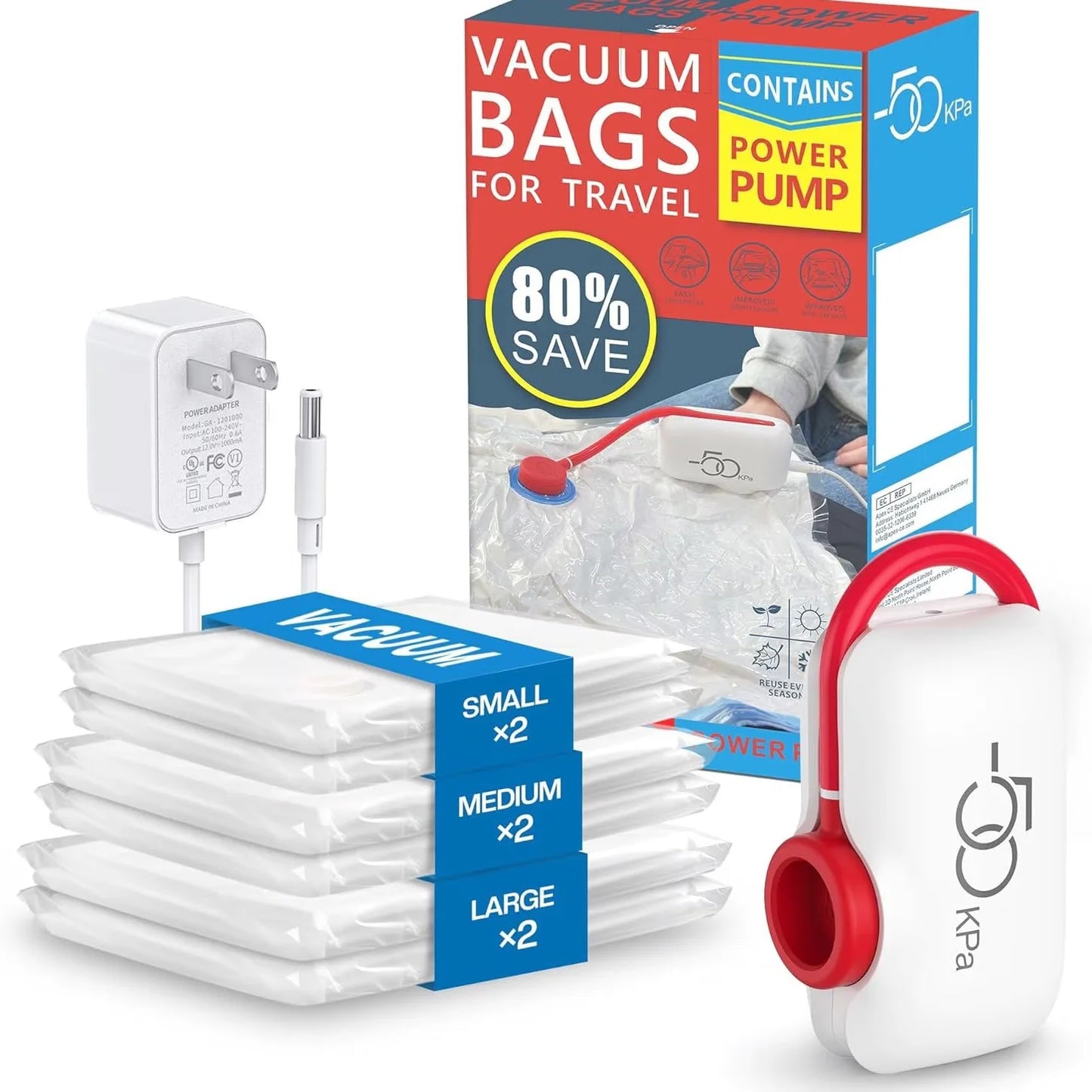 Vacuum Storage Bags 6-12Pc Space Saver Bag Travel Rechargable Air Pump Various Seal Bag Pump for Compress Clothe Blanket Luggage