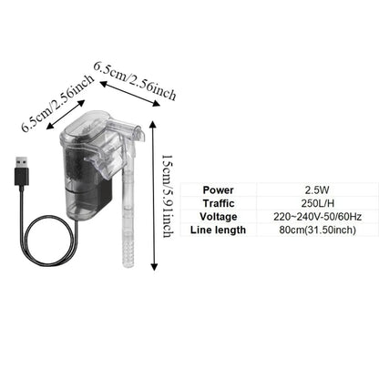USB Plug Wall-hanging Filter Silent Operation Energy Efficient Fish Tank External Filters Waterfall Filter Circulating System