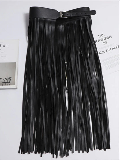Punk Shot Model Style Belt European American Fashion Extra Long Tassel Waistband Women's Waist Sealed Leather Cummerbunds Skirt