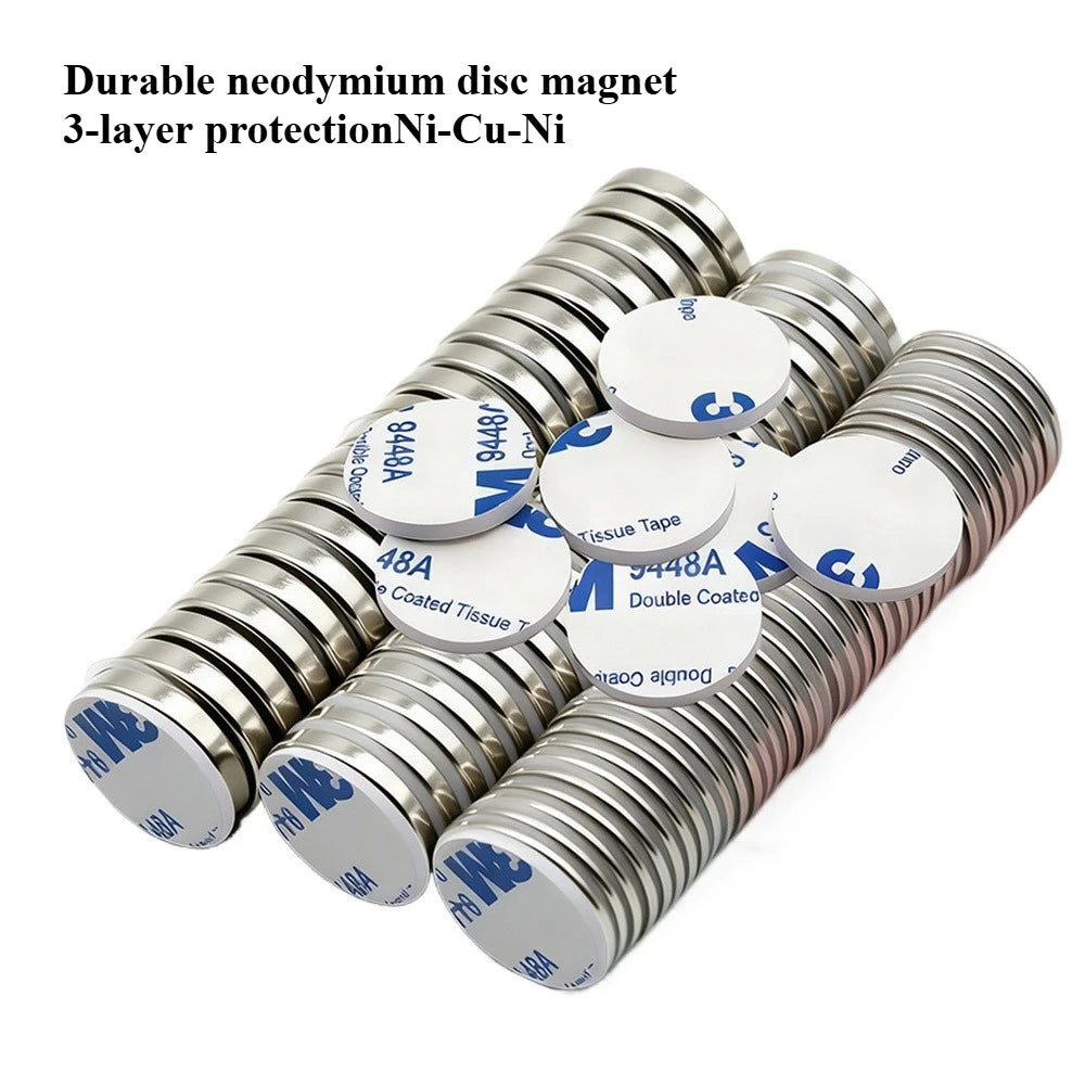 Neodymium Magnets with Double-Sided-Strong Adhesive Backed Round Magnet for Refrigerator,Crafts,Whiteboard,Kitchen,Home Office