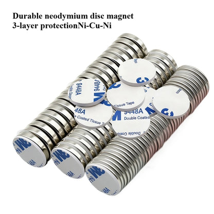Neodymium Magnets with Double-Sided-Strong Adhesive Backed Round Magnet for Refrigerator,Crafts,Whiteboard,Kitchen,Home Office