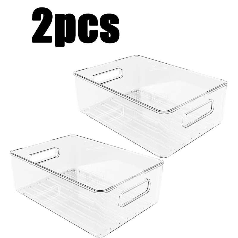 1-3PC Refrigerator Organizers Bins With Handle Plastic Pantry  Refrigerator Crisper Pantry Kitchen Food Freezer Tool Storage Box