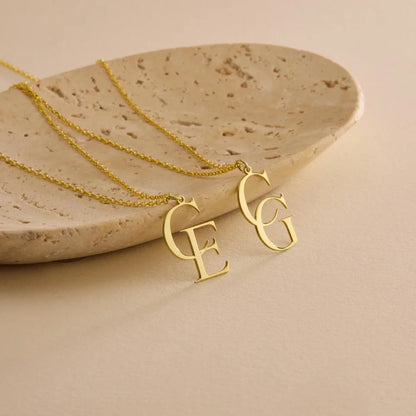 Personalized double letter necklace, customized first letter necklace, couple necklace, double letter necklace, logo  necklace
