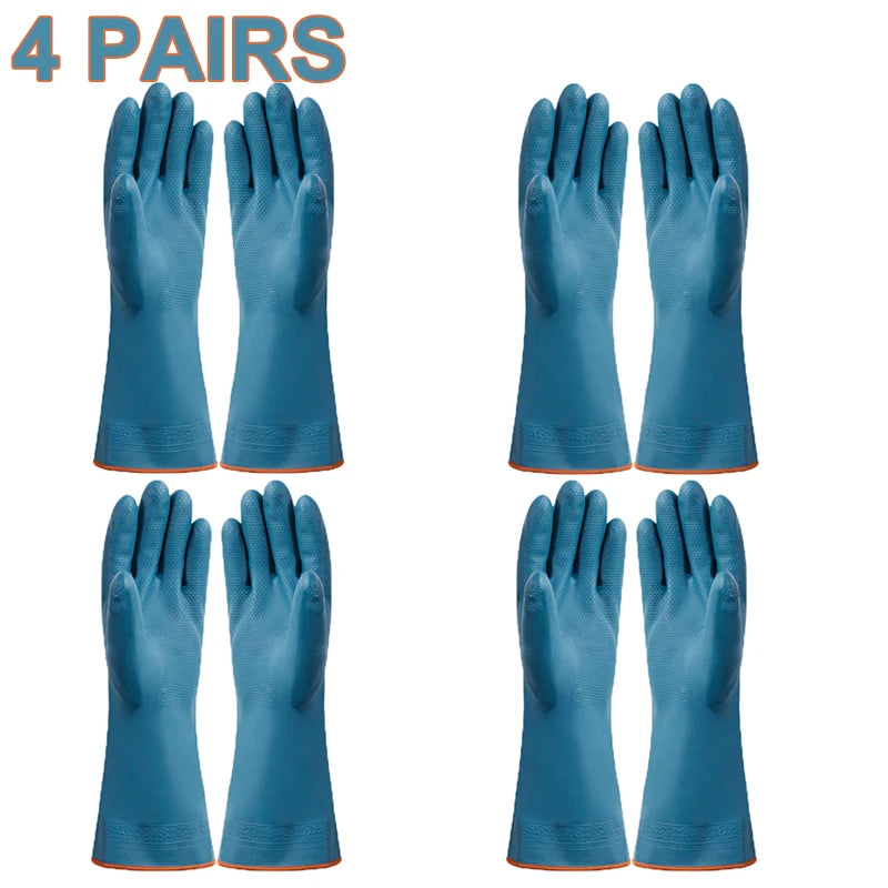 2/4 Pairs Waterproof Gloves with Fleece Thicked Cleaning Gloves Household Bathroom Kitchen Hands Protection Gloves Cleaning Tool