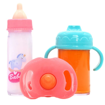 Baby Doll Feeding Bottle Set Baby Care Toy Stroller 2pcs Milk And Juice Bottles With Toy Pacifier Baby Doll Accessories