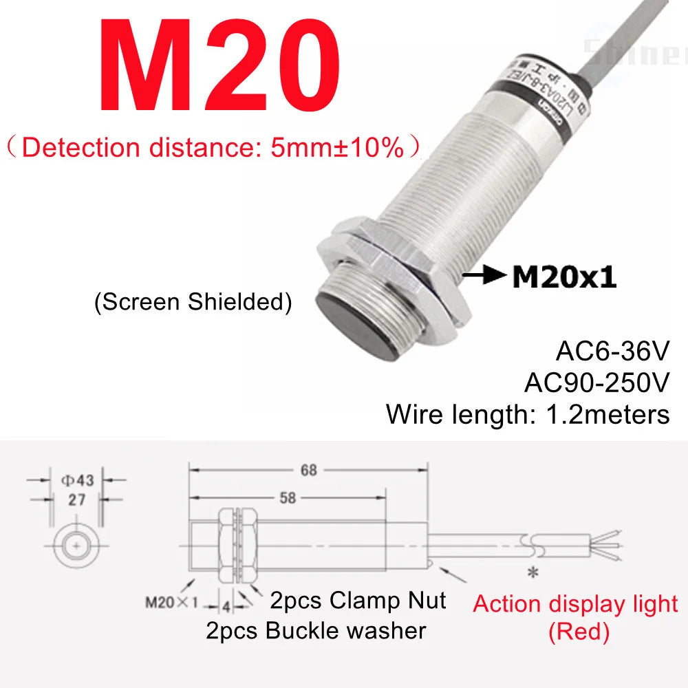 Approach Sensor 4mm 6mm M5 M10 14 M16 M20 22 Black Proximity Switch Inductive Proximity Sensor Detection Switch NPN PNP DC AC