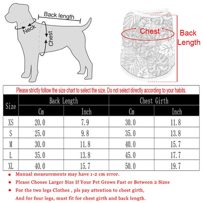 Pet Cat Vest Costume For Small Medium Dogs Cats Summer Breathable Island Print T-shirt Outdoor Travel Kitten Pug Coat Clothes