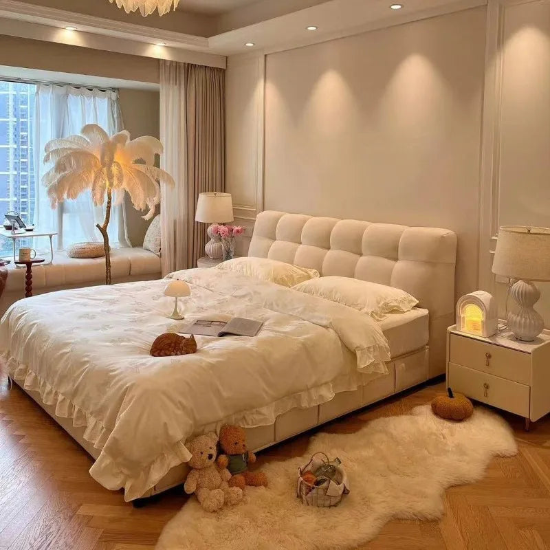 Bedroom Unique Bed Aesthetic Upholstered Frame French Lounge Bed Double Headboards Muebles Para El Hogar Home Accessories