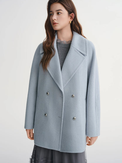 DUSHU Plus Size Women's Wool Tweed Coat 2025 Winter New Arrival | Icelandic Encounter Collection Short Coat 100% Wool Jackets