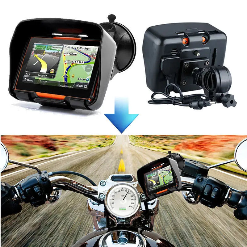 Motorcycle GPS Navigation Car GPS 4.3" IPX67 Waterproof dustproof/ shockproof Bluetooth FM AVIN Built in 8GB With iGo GPS Map