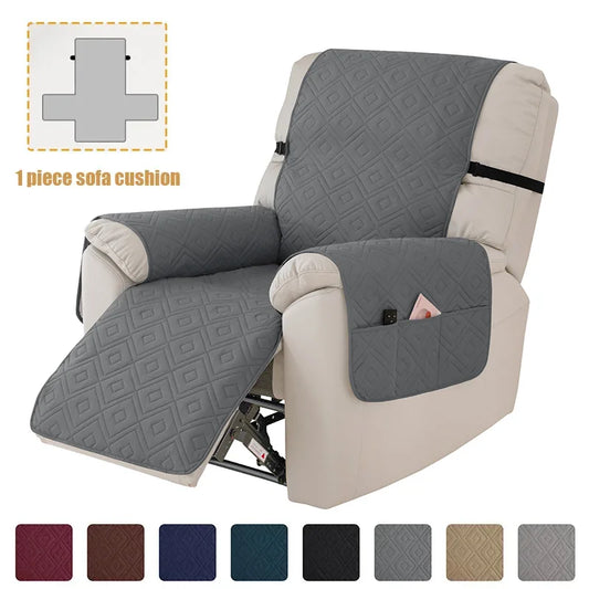 Quilted Recliner Sofa Cover Water Repellent Reclining Chair Covers Pet Kid Dogs Mat Armchairs Slipcovers with Elastic Strap