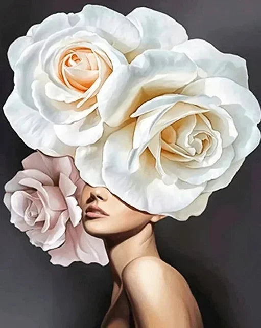 Canvas Painting Wall Art Women and Flowers Abstract Print the Girl with Flowers on Her Head Surrealism Imagine Poster Room Decor