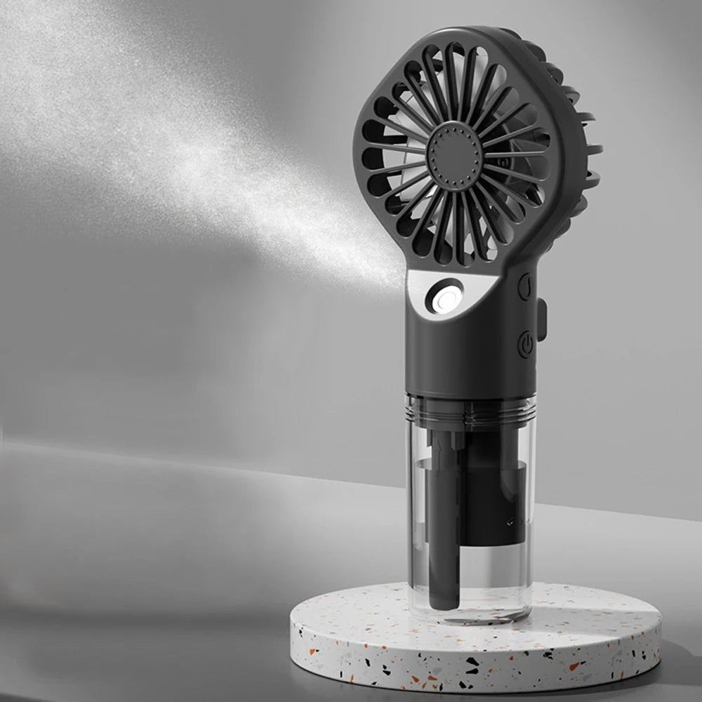 Portable Water Mist Fan Mini Handheld Spray Fan USB Rechargeable Humidifier Fan 4 Speeds Powerful Wind Outdoor Personal Hand Fan