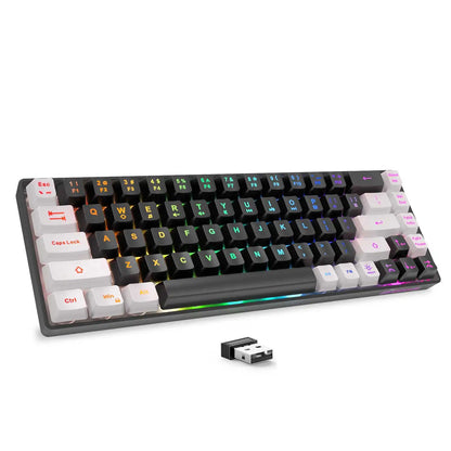 GEODMAER Wireless Gaming Keyboard Rechargeable Backlit Gaming Keyboard 68 Keys English/Spanish Layout 2.4G Keyboard for PC