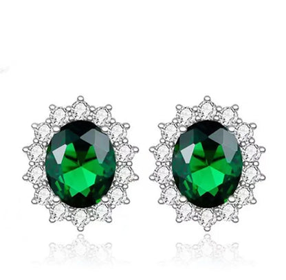 Palace Retro Luxulite Full Drilling Water Drop Rhinestones Female Earrings Sweet Earrings Long Earrings Green Crystal Earrings