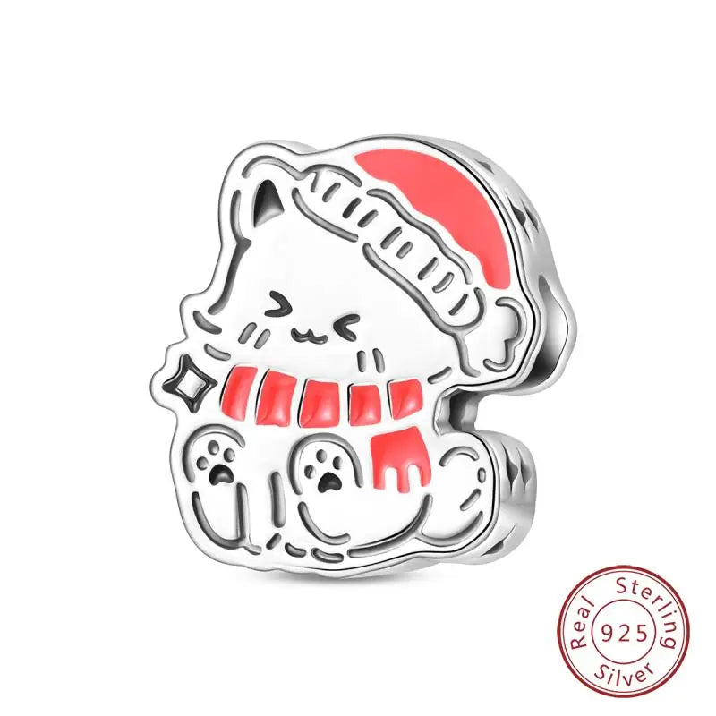 Original 925 Sterling Silver Charms Beads Winter Snowflake Snowman Igloo Penguin Pendant Fit Bracelet Women Jewelry Gift
