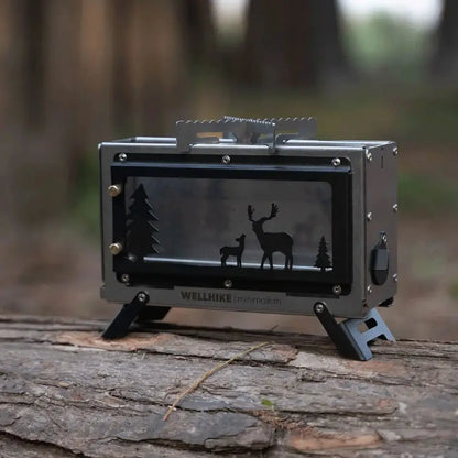 Small Camping Heating Stove Portable Tent Firewood Stove Glass Window Charcoal Burner