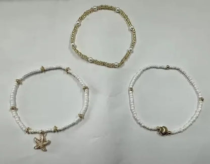 Cute Starfish Shell Rice Bead Multilayer Anklets For Women Foot Chain Ankle Bracelet Beach Jewelry Summer Accessories