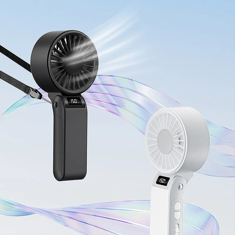 Lenovo 3-in-1 High-Speed Handheld Fan Portable Foldable 3-second Cooling 150 Wind Speeds LED Display with Lanyard For Outdoor