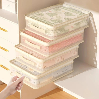 Dust-proof Clothing Storage Bag Saving Space Bedding Storage Bag, Stackable Bed Sheet Storage Container Bag With Handle