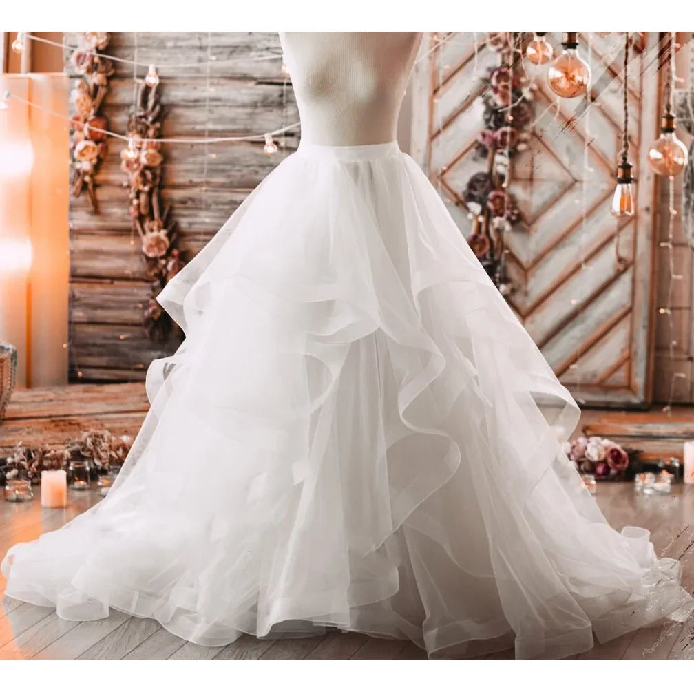 Extra Puffy Ruffles Mesh Women Skirts Elegant Tiered Tulle Long Prom Skirt Floor Length Puffy Mesh A Line Female Party Skirts