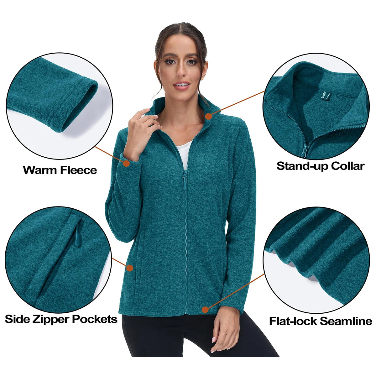 MAGCOMSEN Lightweight Women's Fleece Jackets Womens Athletic Warm Sweatshirts Casual Turtleneck Sweater Coat Sports Tops