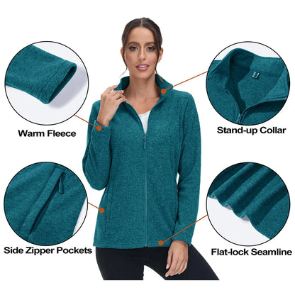 MAGCOMSEN Lightweight Women's Fleece Jackets Womens Athletic Warm Sweatshirts Casual Turtleneck Sweater Coat Sports Tops