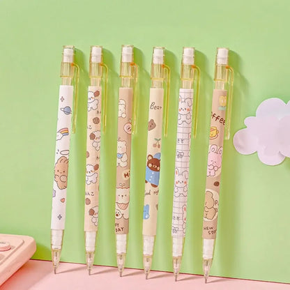 Pencil Refill 0.5mm Mechanical Pencil Animals Peach Automatic Pencils Cartoon Cute Press Pen Students Prize