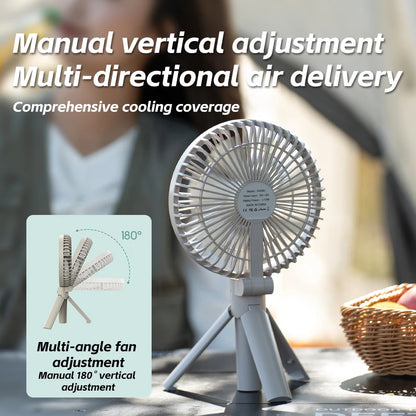 New Portable Folding Handheld Fan 3000mAh Desktop Rechargeable Fan Angle Adjustable for Home Outdoor Travel Camping