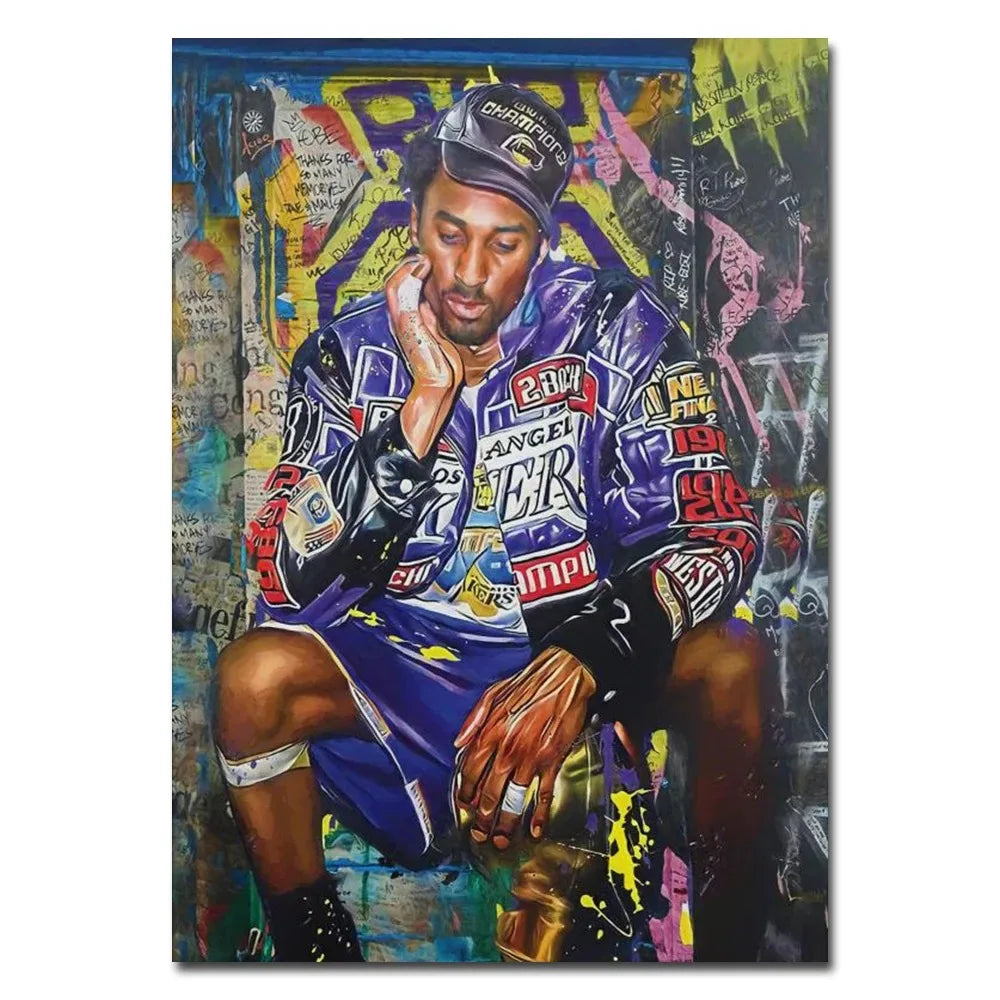 Famous Basketball Stars Wall Art Poster Abstract Graffiti Mural Modern Home Decor Canvas Painting Room Decorate Prints Pictures