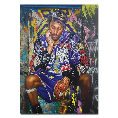 Famous Basketball Stars Wall Art Poster Abstract Graffiti Mural Modern Home Decor Canvas Painting Room Decorate Prints Pictures