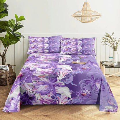 Purple Bedding Set Bed Sheet Linens Pillow Case Queen King Size Lanvender Butteryfly for Bedroom Soft Twin Full Single Double