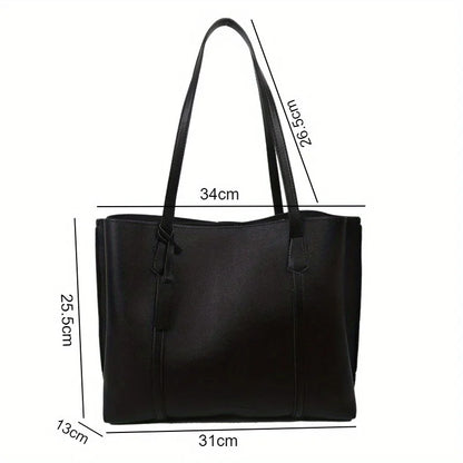 New Trend Retro Solid Color PU Leather Underarm Bag Simple Women Large Capacity Bag Shopping Travel Elegant Unisex Tote Bags