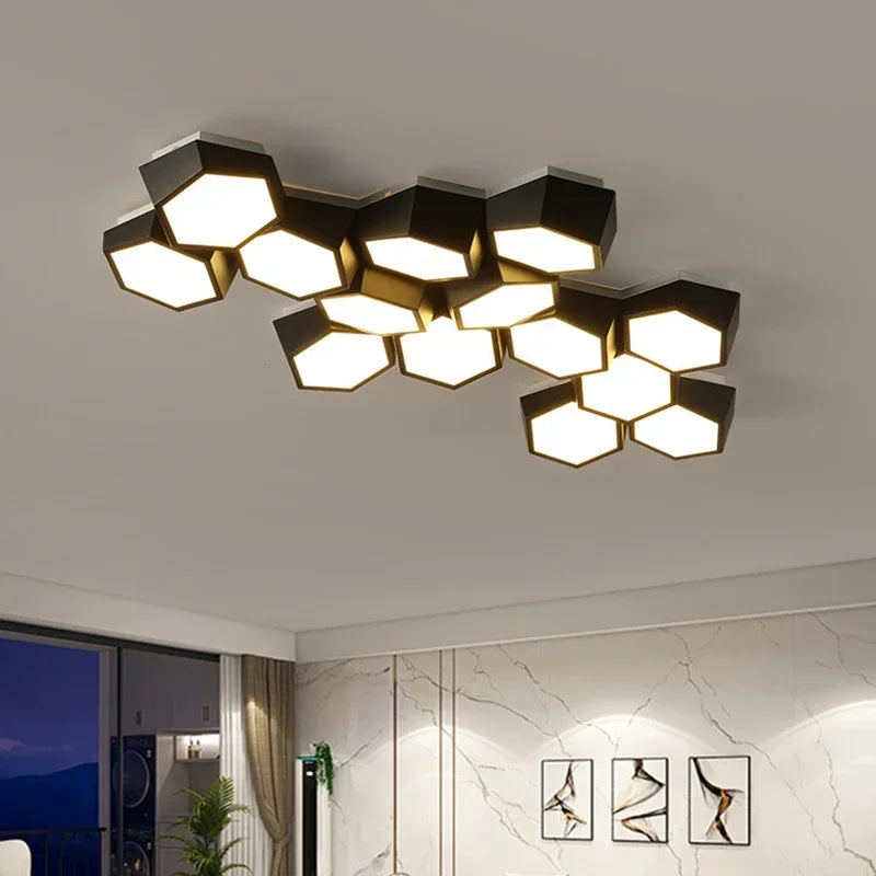 Modern Geometry Led Ceiling Lamp Living Room Chandeliers Lighting Bedroom Dimmable Lamparas Nordic Home Decor Lights Luminaria
