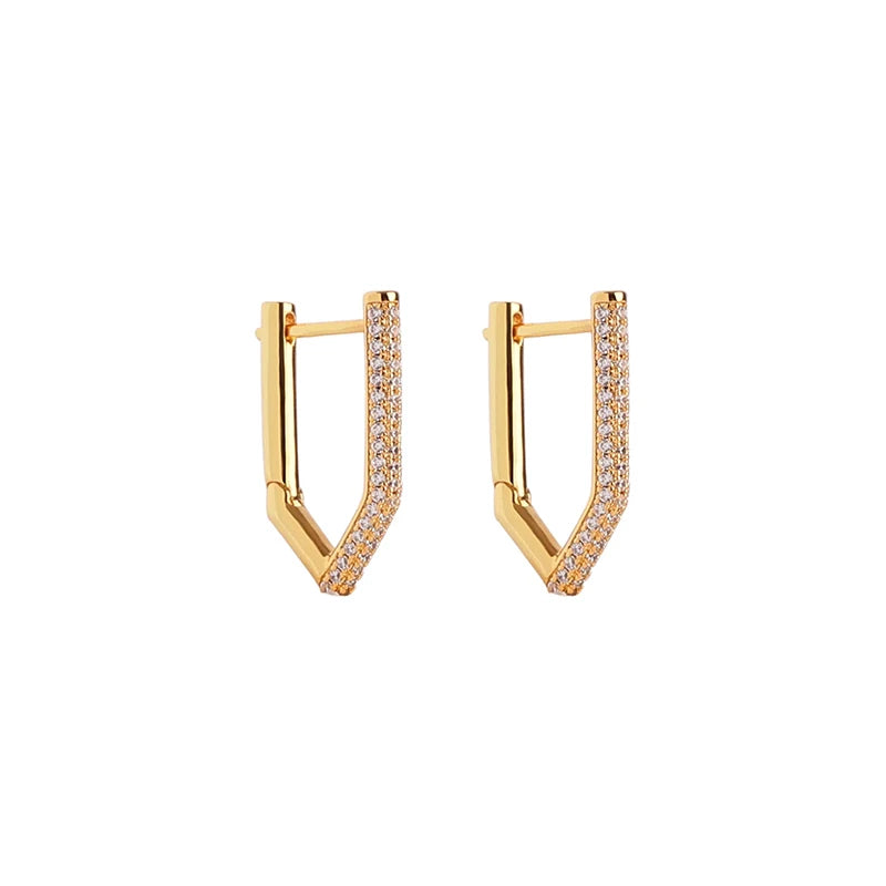 TIANDE Gold Color Classic Punk Hoop Earrings for Women Zircon Smooth Piercing Huggies Earrings 2024 Fashion Jewelry