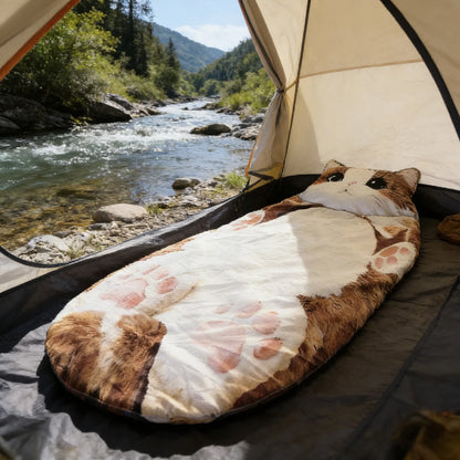 Winter Adult Plush Cat Sleeping Bag Soft Washable Warm Blanket Envelope Sleeping Bags For Outdoor Camping Travel Sleepovers