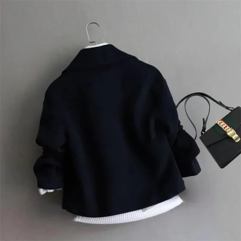 Fashionable Double Breasted Suit Collar Cardigan Wool Jacket Women's Coat 2025 Autumn and Winter New Women Clothing