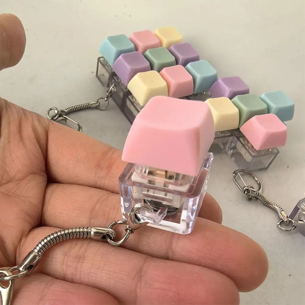 Keyboard Caps Toy Press Stress Relief Fidget Button Key Caps Fidget Keychain Keyboard Keychain Toys Finger Keyboard Key Toy
