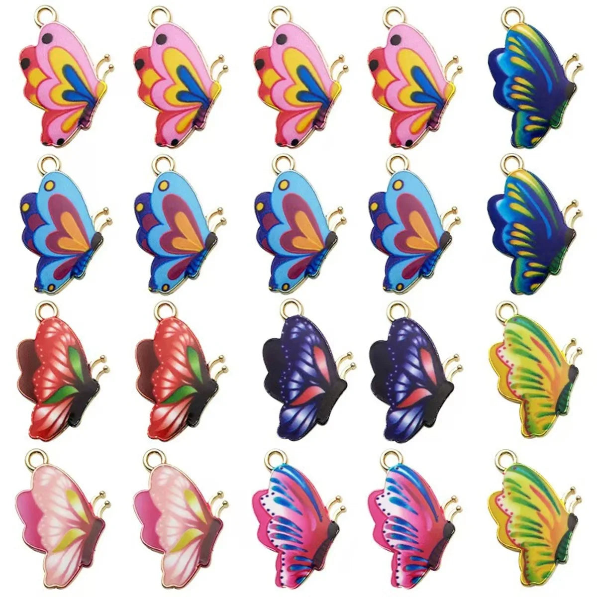 16pcs/lot Mixed Enamel Butterfly Charms Insect Alloy Pendant DIY Earrings Necklace For Jewelry Making Accessories
