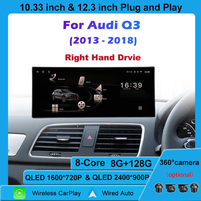 Car Radio Navigation GPS Multimedia Video Player Tools For Audi O3 2013-2018 Right Hand Drvie Android 16 Auto Carplay 12.3"